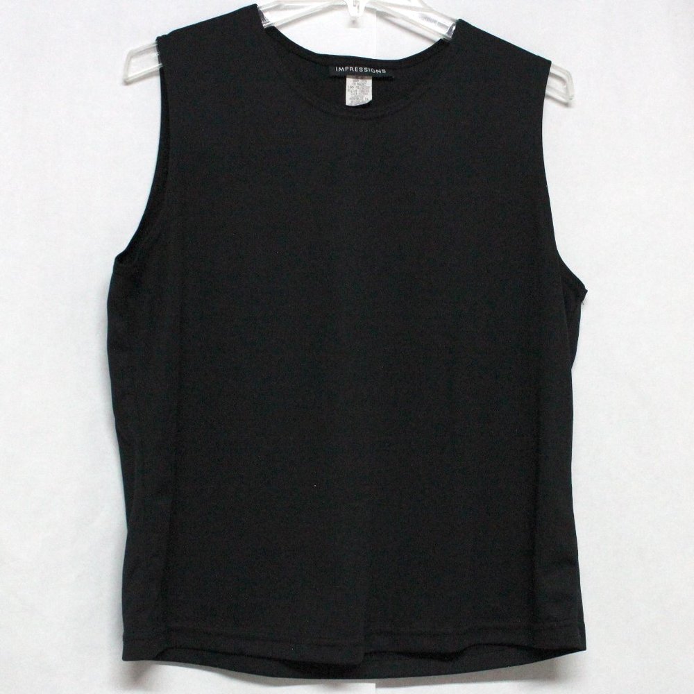 Women's Large Basic Everyday Sleeveless Black Top